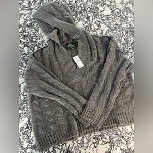 American Eagle Cable Knit Hooded Sweater